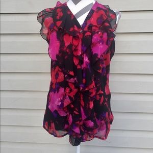 Vince Camuto Colorful Ruffle Top Sz 4